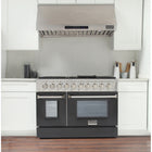 Kucht 48" KNG Series Pro Style Propane Gas Range - Stainless Steel/Black-Heavy-duty cast-iron cooking grates withstand intense heat and allow cookware to move between burners without lifting