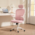 Vinsetto Mesh Office Chair with Headrest and 4D Lumbar Support - Pink-4D Lumbar support can move up/down, backward/forward, relieve your lower back pressure