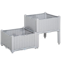 Outsunny 2-Piece Raised Garden Bed - Light Grey-Quickly cultivate your favourite plants, vegetables, herbs, and flowers with our user-friendly gardening solution
