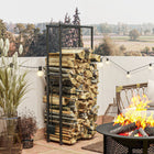 Outsunny Adjustable Firewood Rack Steel Wood Storage Rack Outdoor Indoor-Powder coated steel frame enhancing durability