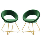 Modway Nouvelle Performance Velvet Dining Chair - Gold/Emerald - 2 Pack-Retro Modern Dining Chairs