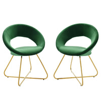 Modway Nouvelle Performance Velvet Dining Chair - Gold/Emerald - 2 Pack-Retro Modern Dining Chairs