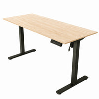 Ezywork 55" Electric Height Adjustable Standing Desk - Black Frame/Wood Table Top-Whole piece table top