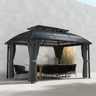 Outsunny 13 ft W x 10 ft L Patio Gazebo - Double Roof Outdoor Gazebo for Lawn - Black-Aluminium frame with steel support ensures robust structure