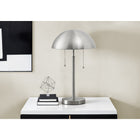 Monarch Specialties 20" H Contemporary Table Lamp - Silver Metal-Easily brighten your environment with the user-friendly double pull chain feature that works with a single light bulb up to 60W (not included), making it ideal for late-night reading or illuminating your favorite corner in style