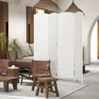 HOMCOM 4 Panels Hand-Woven Freestanding Room Divider for Home Office - White-Folding design with four panels, easy to create a new look and space-saving to store
 