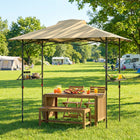 Outsunny 5 ft W x 8.5 ft L Pop Up Grill Gazebo with Shelves - UPF 50+ Outdoor Canopy - Khaki-Two top vents for better airflow and heat dissipation