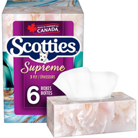 Scotties Supreme 3-Ply Soft & Strong Facial Tissue - Hypoallergenic - 6 Pack-Super Soft & Strong: Enjoy 3-ply tissues that are gentle on sensitive skin yet tough on tough jobs