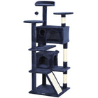 PawHut 54" Cat Tree Tower with Scratching Posts and Condos - Dark Blue-Activity play center keeps cats entertained and active 