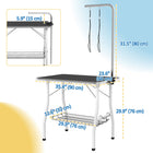 PawHut Dog Grooming Table with Adjustable Arm - Black-Storage shelves conveniently hold grooming supplies