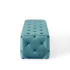 Modway Amour 60" Tufted Button Entryway Performance Velvet Bench - Sea Blue-Bench Weight Capacity: 500 lbs