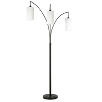 Hudson&Canal Aspen 3-Light Torchiere Floor Lamp with Fabric Shade - Blackened Bronze/White-Modern and contemporary design for your living room, office space, bedroom, or reading nook