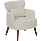 HOMCOM Accent Chair with Solid Wood Legs - Lumbar Pillow - Thick Seat for Living Room - Cream/White-7.1" (18 cm) thick foam seat, S springs and elastic bands provide reliable seat support 
