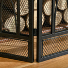 HOMCOM 3-Panel Fireplace Screen with Metal Mesh Fire Spark Guard - Black-Colour: Black 