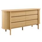 Modway Cadence 6-Drawer Curved Dresser - Oak-Fluted Side Panels