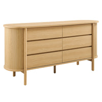 Modway Cadence 6-Drawer Curved Dresser - Oak-Fluted Side Panels