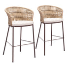 Zuo Freycinet Barstool - Natural - Set of 2-Outdoor fabric (100% Polyester)