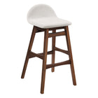 Modway Juno Wood Bar Stool - Ivory Fabric - Set of 2-Mid Century Wood Bar Stool