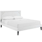 Modway Josie Vinyl Queen Platform Bed with Squared Tapered Legs - White-Wood Frame / Particleboard Panel