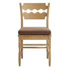 Modway Jax Oak Wood Dining Chair With Wavy Razor Back and Cushion - Weathered Oak Cocoa-Fully Assembled