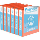 Davis Group Easyview Premium Binder - Round Ring - Customizable - 1.5" - Orange - 6 Pack-3 Ring Binder