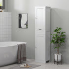 HOMCOM Tall Bathroom Storage Cabinet with Doors, Drawer and Adjustable Shelf - White-Shelves inside are adjustable to three different levels