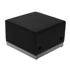 Flash Furniture HERCULES Alon Series Black Leather Ottoman with Brushed Stainless Steel Base-Modular Ottoman