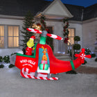 GEMMY Airblown Inflatable Christmas Animated Grinch in Helicopter with Spinning Propellers-Includes stakes and tethers