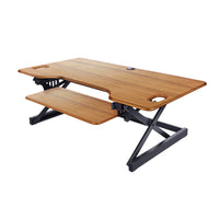Rocelco 46" Deluxe Adjustable Height Desk Riser with Enhanced Vertical Range - Teak-Adjustable-Height Sit to Stand Desk Riser With Extended Vertical Range
