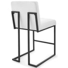 Modway Privy Black Stainless Steel Upholstered Fabric Counter Stool - Black White - Set of 2-Elegant Biscuit Tufting