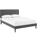 Modway Amaris Fabric Full Platform Bed with Squared Tapered Legs - Grey-Wood Frame / Particleboard Panel