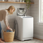 HOMCOM 1.3 cu ft Portable Full Automatic Washing Machine - White-Built-in child lock and auto-stop lid ensure, safe use