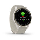 Garmin Approach S50 Smartwatch - Cream Gold Aluminum Bezel With Ivory Comfortfit Nylon Band-ENHANCE YOUR GAME - Gain premium golf features with a Garmin Golf membership ($9.99 USD/month, $99.99 USD/year), including enhanced CourseView maps, green contours, touch targeting and more. Members can also add PlaysLike Distance to their Approach S44 smartwatch.