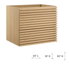 Modway Render 24" Wall-Mount Bathroom Vanity Cabinet - Oak-Drywall Friendly Mounting Cleat