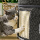 PawHut 2-Story Cat Condo Barrel Tree with Hideaways and Scratching Board-Colour: Dark Grey, Light Grey, Cream White 