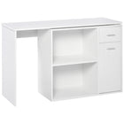 HOMCOM 46" L-Shaped Desk with Drawer - White-Large top surface provides ample desktop space for laptop, monitor or printer 