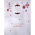 Rosedale Gold General Christmas Greeting Cards/Envelopes - 5-1/2" x 8" - Silver Ornaments - 6 Pack-Printed on premium uncoated paper