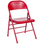 Flash Furniture HERCULES Series Triple Braced & Double-Hinged Metal Folding Chair - Red-Triple Braced Frame