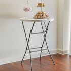 Flash Furniture 32" Round Granite Plastic Bar Height Folding Table - White-2.67' Folding Table