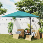 Outsunny 8' L x 8' W Square Patio Hanging Offset Umbrella with 360° Rotation - Blue-Top vent offers good airflow and prevents tipping over   