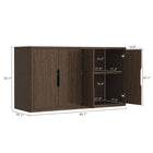 Manhattan Comfort Rivington 60" Modern 4-Door Sideboard - Walnut-4 soft close handle-free doors with integrated cutouts for a sleek, modern look