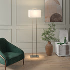 Hudson&Canal Adair 68" Tall Floor Lamp with Fabric Shade - Brushed Nickel/White-Includes a 8 ft. cord with a rotary socket switch