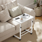 HOMCOM 23.5" Mobile Standing Desk with Adjustable Height - White-Adjustable height can fit different beds and sofas 