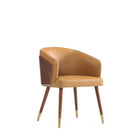 Manhattan Comfort Reeva 23.23" Modern Leatherette Upholstered Dining Chair - Walnut and Camal  - Set of 2-30 Day Limited Manufacturer's Warranty