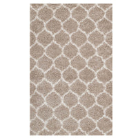 Modway Solvea Moroccan Trellis Shag Area Rug - 8 ft W x 10 ft L - Beige/Ivory-Moroccan Trellis Shag Area Rug