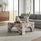 Modway Valen Indoor/Outdoor Patio Arched Concrete Coffee Table - Red Marble-Non-Marking Leveling Feet