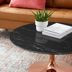 Modway Lippa 36" Faux Marble Coffee Table - Rose Black-Polished Rose Gold Metal Pedestal Base