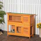 PawHut 2-Tier Elevated Wooden Rabbit Hutch with Sliding-Out Tray-Solid fir construction with sturdy zinc wires for superior strength and durability 
