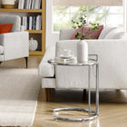 Modway Eileen Grey Metal Side Table - Silver-Tempered Glass Tabletop