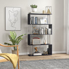 HOMCOM 5-Tiers Geometric Wooden Bookcase for Living Room - Black-Structure en panneaux de bois légère mais stable, facile à déplacer 